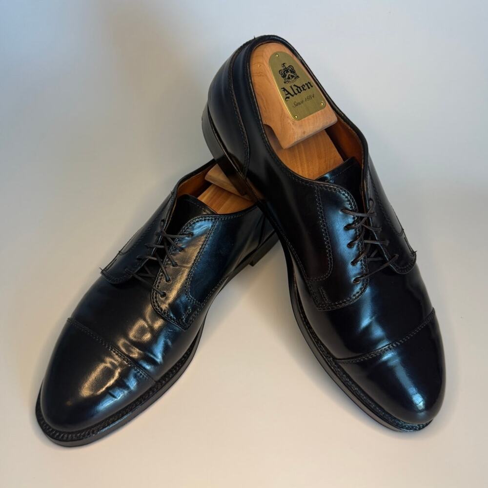 FULLY RESTORED Alden Straight Tip Blucher Black Shell Cordovan Horween 10.5 D
